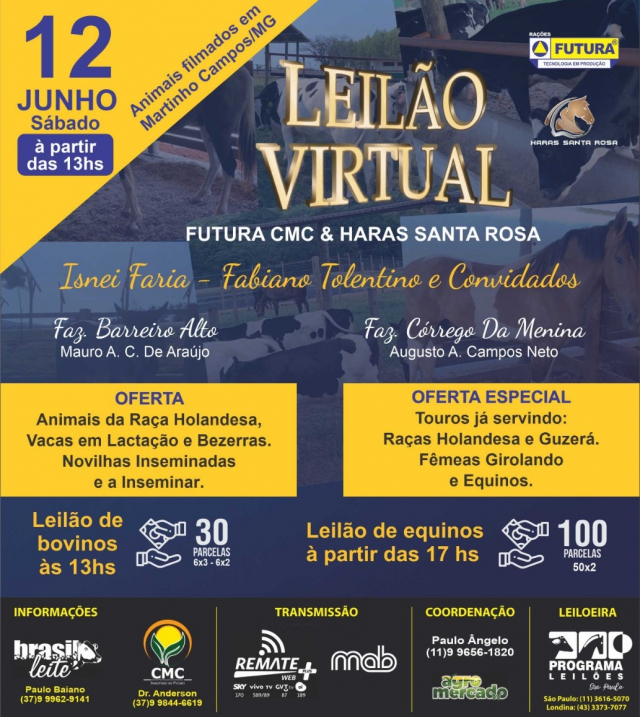 Leilão Virtual Futura CMC e Haras Santa Rosa