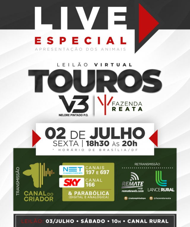 LIVE ESPECIAL | Leilão Virtual Touros V3 e Fazenda Reata